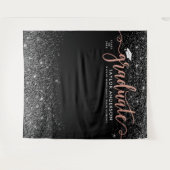 現代的なモダンローズゴールドスクリプトの卒業パーティー タペストリー (正面(横))