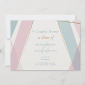 現代的なモダン幾何学ストライプ ティール ローズ 招待状 (正面)