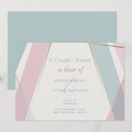 現代的なモダン幾何学ストライプ ティール ローズ 招待状