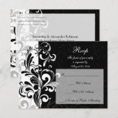 現代的なモノクロの渦巻き インビテーションポストカード (正面/裏面)