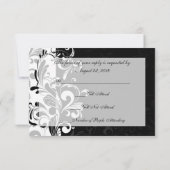 現代的なモノクロの渦巻き 出欠カード (裏面)