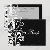 現代的なモノクロの渦巻き 出欠カード (正面/裏面)