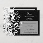 現代的なモノクロ スワール インビテーションポストカード (正面/裏面)