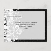 現代的なモノクロ スワール インビテーションポストカード (裏面)