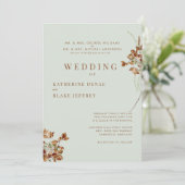 現代的なライト sage ウォーム フォリアージ ウェディング 招待状 (スタンド正面)