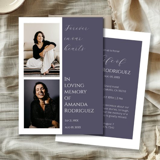現代的なライラック 追憶のメモリー葬写真 招待状