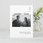 現代的な写真の結婚式延期のお知らせ 招待状 (スタンド正面)