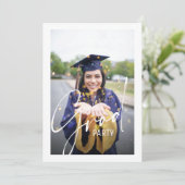  現代的な写真付き卒業パーティースクリプト 招待状 (スタンド正面)