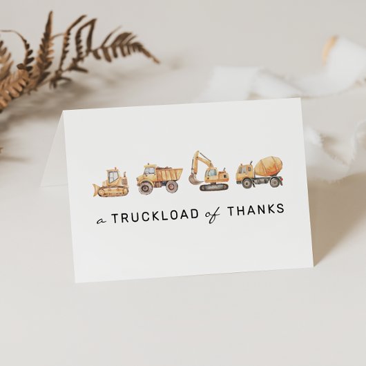 現代的な建設トラックの誕生日お礼カード サンキューカード