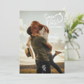 現代的な手書きフォントのフル写真デザイン セーブザデート (スタンド正面)