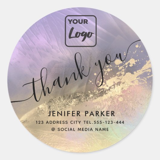 現代的な抽象的なカスタムロゴの感謝のクラス ラウンドシール (正面)