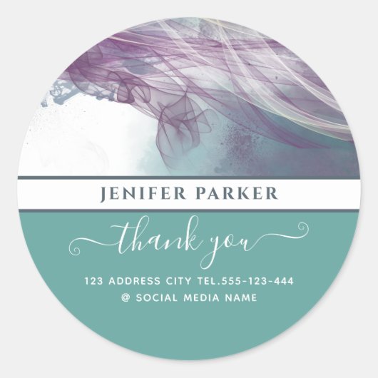 現代的な抽象的なモダンスクリプトのサンキュークラ ラウンドシール (正面)