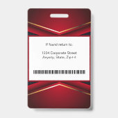 現代的な抽象的な企業用IDカード | 赤 ネイビー バッジ (裏面)