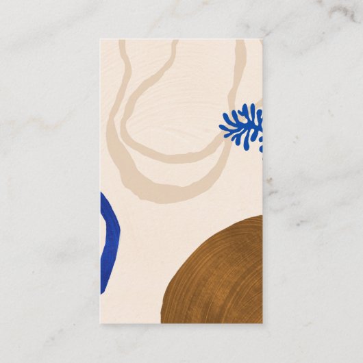 現代的な抽象的な形のアート 青 茶色 結婚式 エンクロージャーカード (裏面)