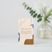 現代的な抽象的な形のアート 青 茶色 結婚式 エンクロージャーカード (スタンド正面)