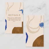 現代的な抽象的な形のアート 青 茶色 結婚式 エンクロージャーカード (正面/裏面)