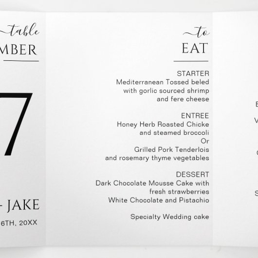 現代的な挙式 ウェディングパーティ 夕食 愛の記憶 三つ折り招待状 (内部中)