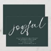 現代的な楽しいスクリプトのクリスマス パーティー グリーン 招待状 (正面/裏面)