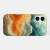 現代的な流動波の抽象画 iPhone 16ケース (裏面横)