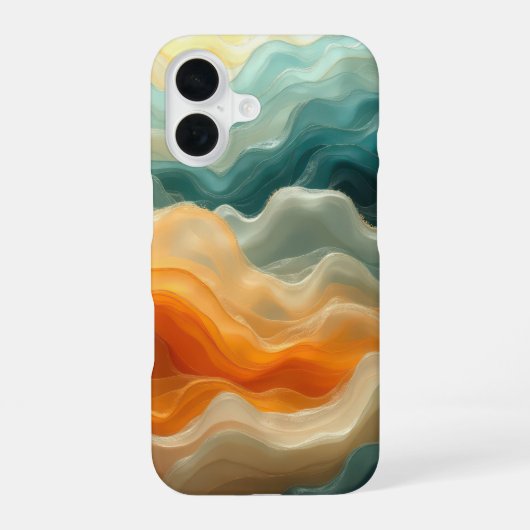現代的な流動波の抽象画 iPhone 16ケース (裏面)
