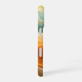 現代的な流動波の抽象画 iPhone 16ケース (右側面)