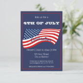 現代的な独立記念日 赤白青 アメリカ国旗 招待状 (スタンド正面)