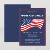 現代的な独立記念日 赤白青 アメリカ国旗 招待状 (正面/裏面)