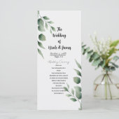 現代的な白い結婚式に最小限のグリーンが葉を残す プログラム (スタンド正面)