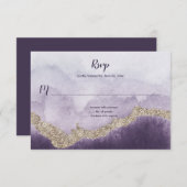 現代的な紫色のアメシストと金の脈理 | 出欠カード (正面/裏面)