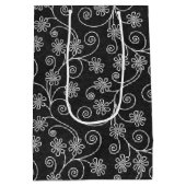 現代的な花柄の花嫁のためのデザイン ミディアムペーパーバッグ (裏面)