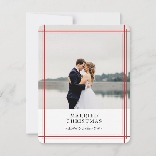 現代的な赤いラインのホリデーカード シーズンカード (正面)
