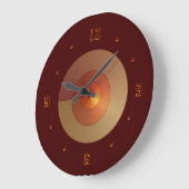 現代的な赤茶色/茶色で中心がゴールデンサーモン色 ラージ壁時計 (傾斜)