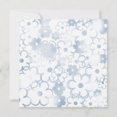 現代的な青い花のデザインのウェディング 招待状 (裏面)