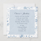 現代的な青い花のデザインのウェディング 招待状 (正面)