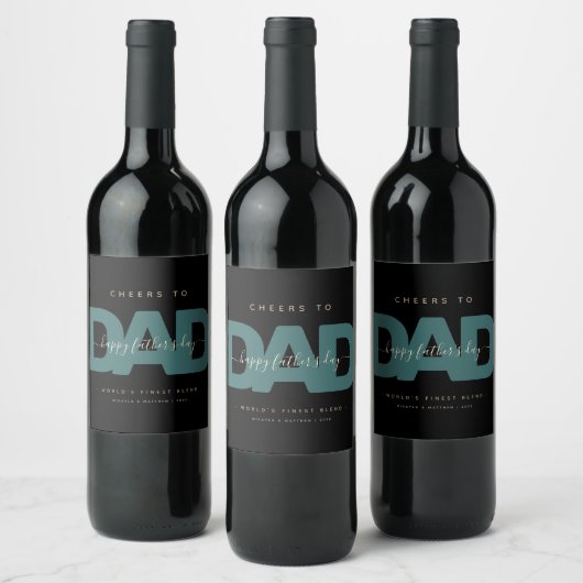 現代的な「お父さんに乾杯」父の日 ワインラベル (ボトル)