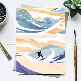 現代的水彩画の海の波乗り | 海の芸術 ポストカード