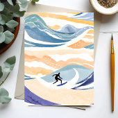 現代的水彩画の海の波乗り | 海の芸術 ポストカード
