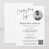 現代的 ミニマル 追悼式 葬儀 フォト QRコード 招待状 (正面/裏面)