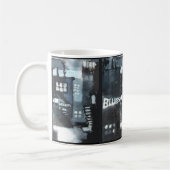 現代美術の装飾が付いている陶磁器のマグ: 青 コーヒーマグカップ (左)