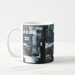 現代美術の装飾が付いている陶磁器のマグ: 青 コーヒーマグカップ