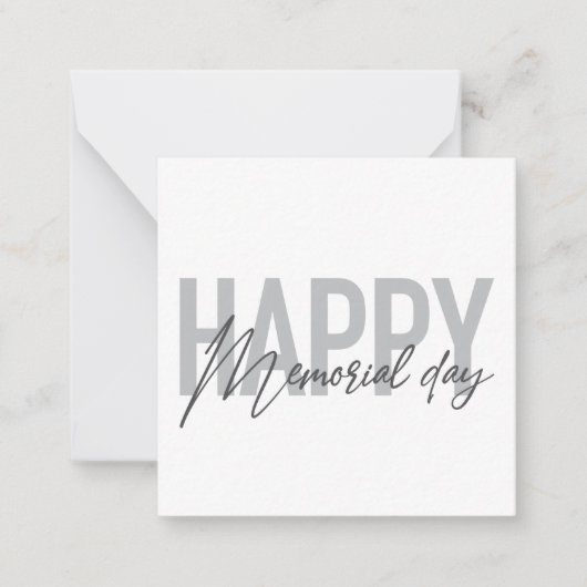 現代風でシンプルなタイポグラフィの「ハッピー・メモリアル・デイ」 ノートカード (正面)