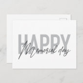 現代風でシンプルなタイポグラフィーの「ハッピー・メモリアル・デイ」 ポストカード (正面/裏面)