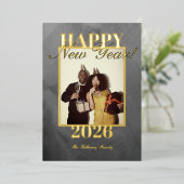 現代風のシンプルなハッピーニューイヤーの写真 箔シーズンカード (立ち正面)