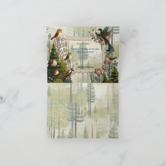 現代風のシンプルな鳥のイラスト サンキューカード (内部)