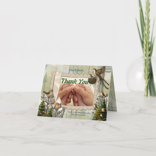 現代風のシンプルな鳥のイラスト サンキューカード (正面)