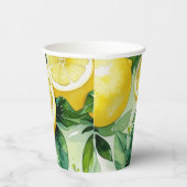 現代風のレモン ブルー 花柄スクリプト ブライダルシャワー 紙コップ (右)