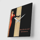 現代風の四角い時計にことわざ スクエア壁時計 (傾斜)