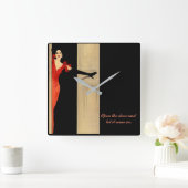 現代風の四角い時計にことわざ スクエア壁時計 (ホーム)