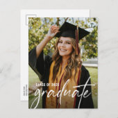 現代風の手書き高校卒業写真 インビテーションポストカード (正面/裏面)