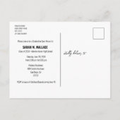 現代風の手書き高校卒業写真 インビテーションポストカード (裏面)